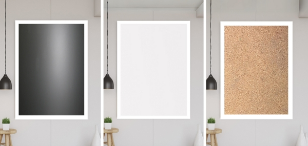 Visit our custom wallboard menu of options - create a corkboard whiteboard or chalkboard combination board
                    - or fabric wrap cork board in your size and color