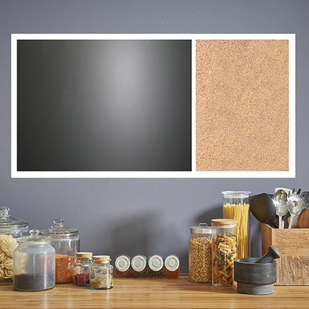 Create a custom combination board with any combination of cork, chalk, dry erase or  fabric wrapped corkboard to your exact size.