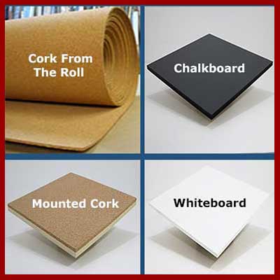 Custom cut chalkboard - whiteboard - cork by the roll - mounted corkboard material to your exact size