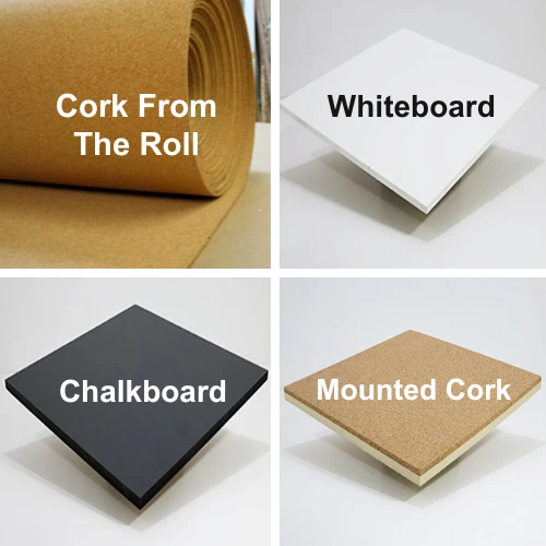 Custom cut chalkboard - whiteboard - cork by the roll - mounted corkboard material to your exact size