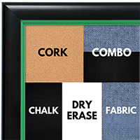 BB1400-2 Black With Green Lip Small To Medium Custom Cork Chalk or Dry Erase Board