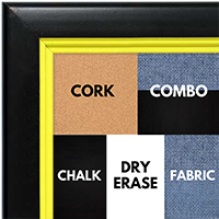 BB1401-4 Black With Yellow Lip Custom Cork Chalk or Dry Erase Board Medium To Large