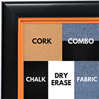 BB1401-5 Black With Orange Lip Custom Cork Chalk or Dry Erase Board Medium To Large