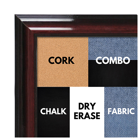 BB1665-1 | Glossy Mahogany | Custom Cork Bulletin Board | Custom White Dry Erase Board | Custom Chalk Board