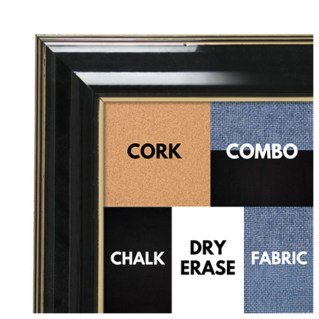 BB1666-1 | Black Lacquer with Gold Trim | Custom Cork Bulletin Board | Custom White Dry Erase Board | Custom Chalk Board BB1666-1 | Black Lacquer with Gold Trim | Custom Cork Bulletin Board | Custom White Dry Erase Board | Custom Chalk Board