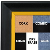 BB1690-2 | Black / Yellow | Custom Cork Bulletin Board | Custom White Dry Erase Board | Custom Chalk Board