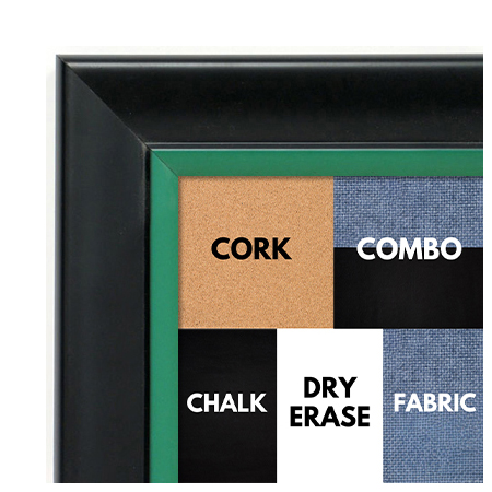 BB1690-5 | Black / Green | Custom Cork Bulletin Board | Custom White Dry Erase Board | Custom Chalk Board