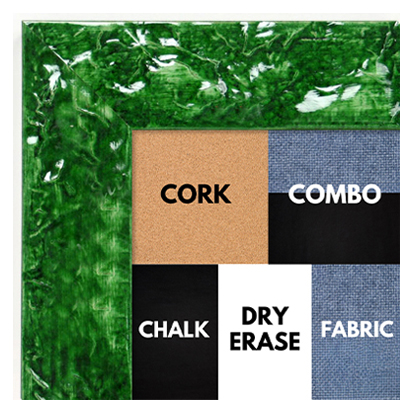 BB1692-3 | Glossy Green / Design | Custom Cork Bulletin Board | Custom White Dry Erase Board | Custom Chalk Board