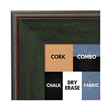 BB1734-4 | Distressed Evergreen | Custom Cork Bulletin Board | Custom White Dry Erase Board | Custom Chalk Board