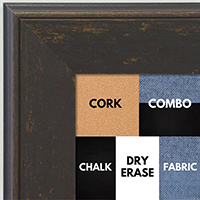 BB1734-5 | Distressed Saddle Brown | Custom Cork Bulletin Board | Custom White Dry Erase Board | Custom Chalk Board