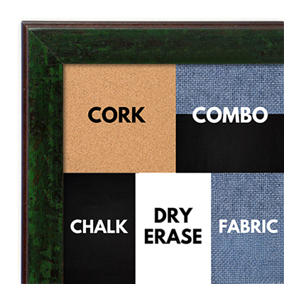 BB1735-2 | Distressed Evergreen | Custom Cork Bulletin Board | Custom White Dry Erase Board | Custom Chalk Board