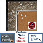 BB1860-2 Ornate Silver Leaf With Black Trim  2 3/4" Wide Value Price Medium To Extra Large Custom Cork Chalk Or Dry Erase Board   