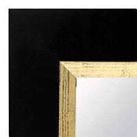 MR109-1 Satin Black With Distressed Gold - Extra Large - Custom Framed - Wall Mirror, Leaning Floor Mirrors, Bathroom Mirror