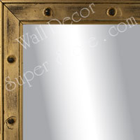 MR1502-3 Antiqued Light Gold with Rivets - Small Custom Wall Mirror