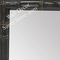 MR1947-3 Distressed Antiqued Black & Gold Tropical Bamboo Custom Framed Mirror