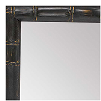 MR1947-3 Distressed Antiqued Black & Gold Tropical Bamboo Custom Framed Mirror