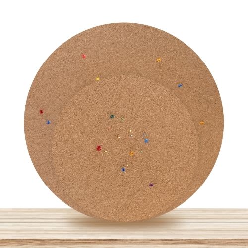 MT112 Frameless Round Mounted Cork Bulletin Board Circles