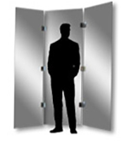 FWM100 Custom Wall Mounted Frameless 3 Panel Dressing Mirror