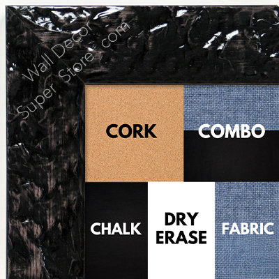 BB1692-1 | Glossy Black / Design | Custom Cork Bulletin Board | Custom White Dry Erase Board | Custom Chalk Board