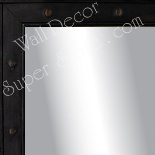 MR1502-2 Black Espresso with Rivets - Small Custom Wall Mirror